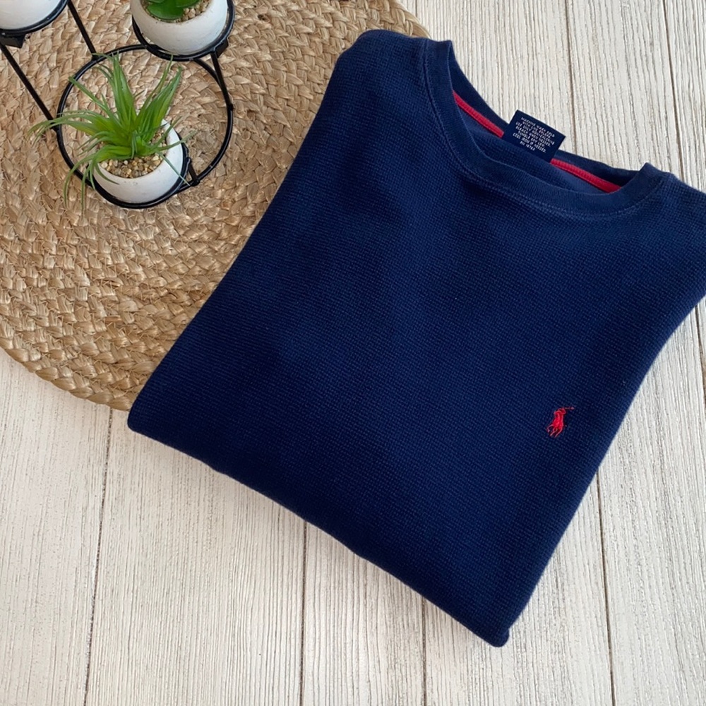 Polo Ralph Lauren navy thermal EUC Size medium (few oils drop stains)